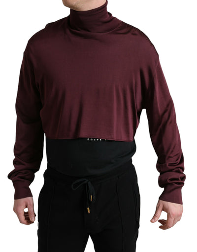 Dolce &amp; Gabbana Maroon Viscose Turtleneck Trui