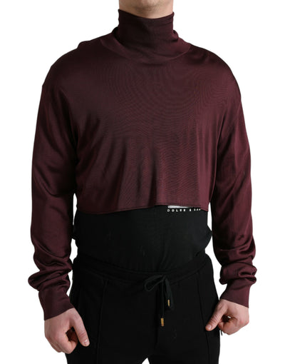 Dolce &amp; Gabbana Maroon Viscose Turtleneck Trui