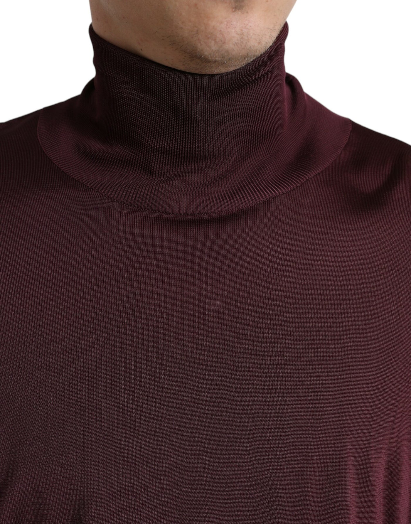 Dolce &amp; Gabbana Maroon Viscose Turtleneck Trui