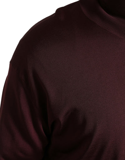 Dolce &amp; Gabbana Maroon Viscose Turtleneck Trui
