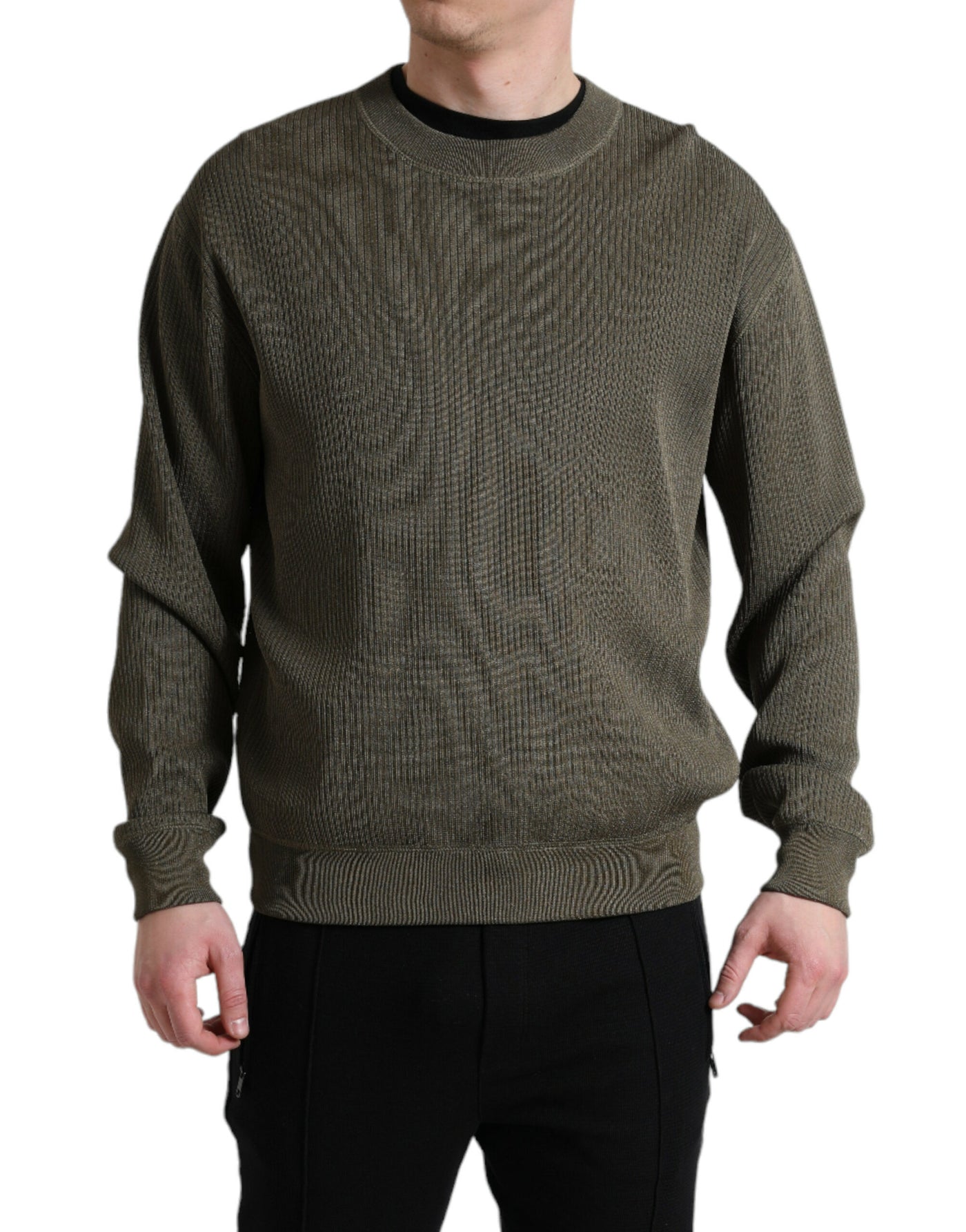 Dolce &amp; Gabbana Groene Viscose Ronde Hals Heren Pullover Trui