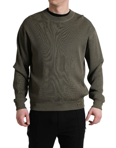Dolce &amp; Gabbana Groene Viscose Ronde Hals Heren Pullover Trui