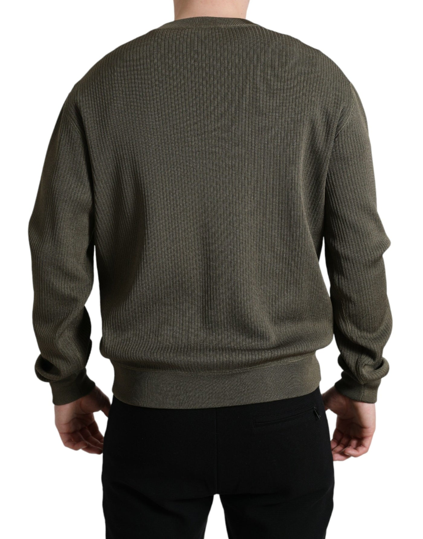 Dolce &amp; Gabbana Groene Viscose Ronde Hals Heren Pullover Trui