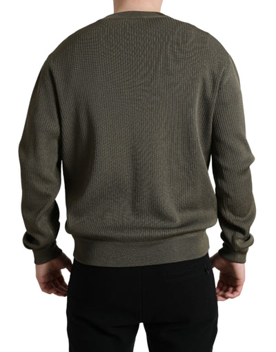 Dolce &amp; Gabbana Groene Viscose Ronde Hals Heren Pullover Trui