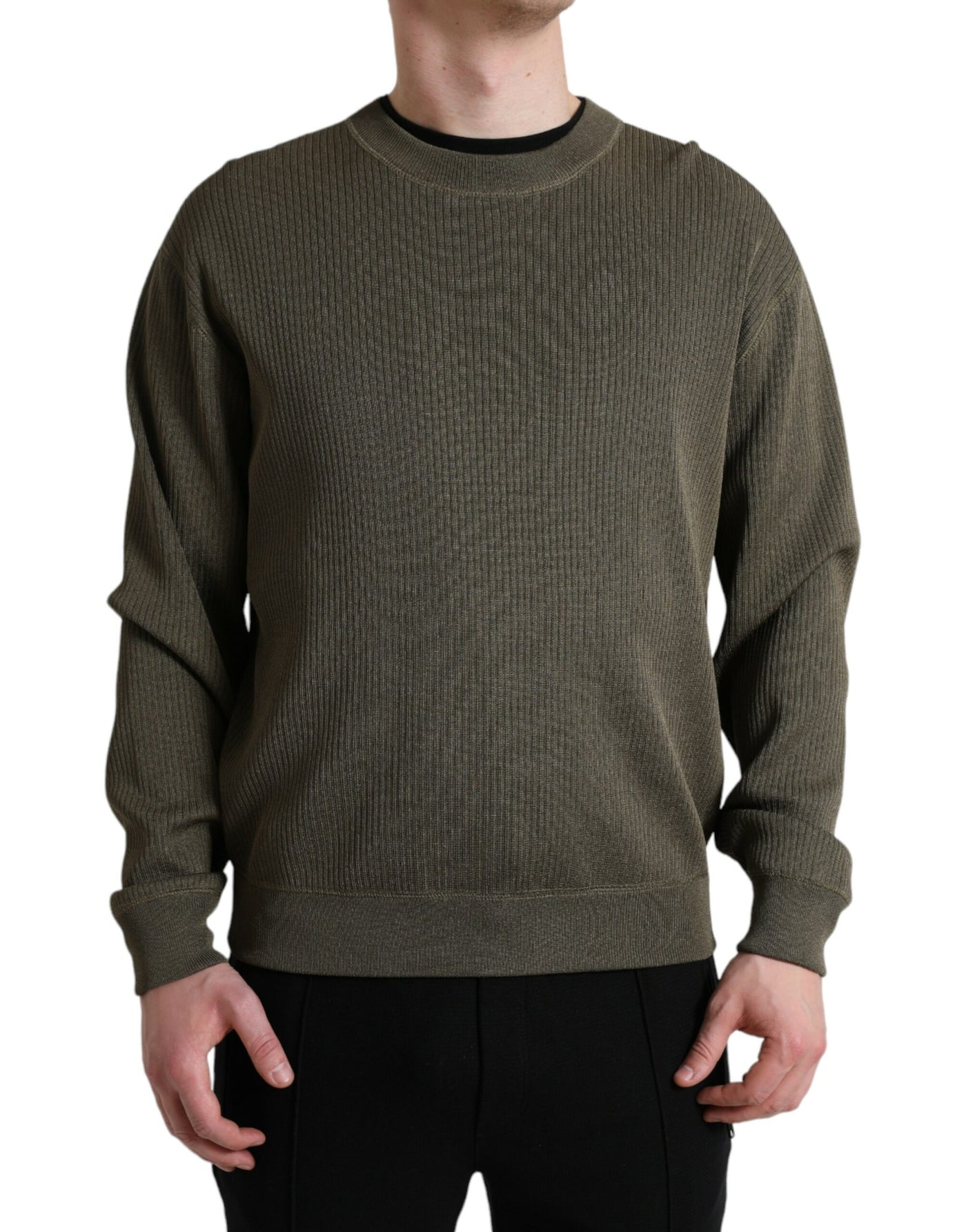 Dolce &amp; Gabbana Groene Viscose Ronde Hals Heren Pullover Trui