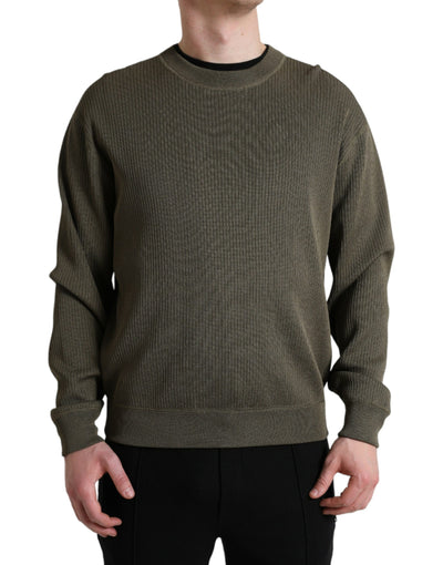 Dolce &amp; Gabbana Groene Viscose Ronde Hals Heren Pullover Trui