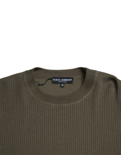 Dolce &amp; Gabbana Groene Viscose Ronde Hals Heren Pullover Trui