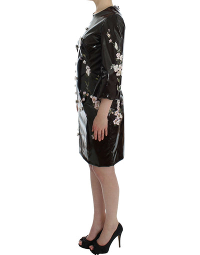 Robe fourreau noire à fleurs à manches 3/4 Dolce &amp; Gabbana