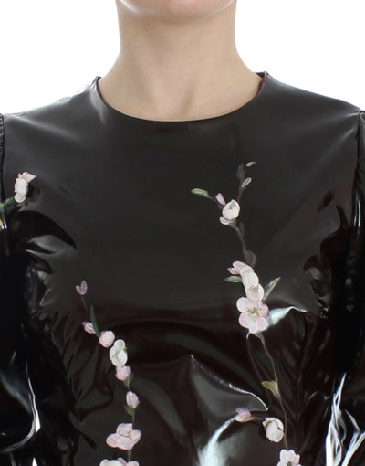 Robe fourreau noire à fleurs à manches 3/4 Dolce &amp; Gabbana