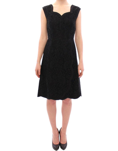 Robe de défilé Sicile en dentelle florale noire Dolce &amp; Gabbana