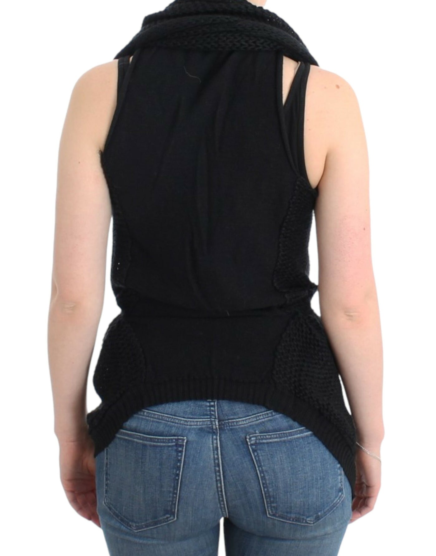 Costume National Cardigan tricoté noir sans manches