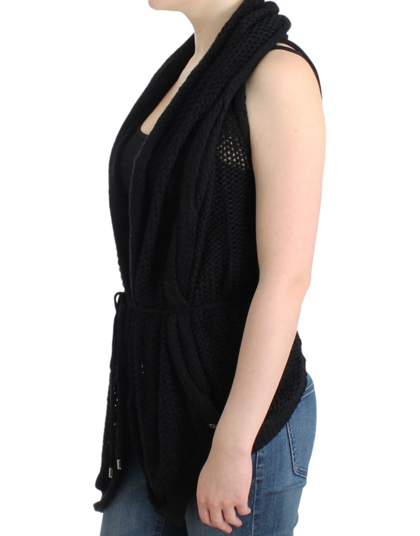 Costume National Cardigan tricoté noir sans manches