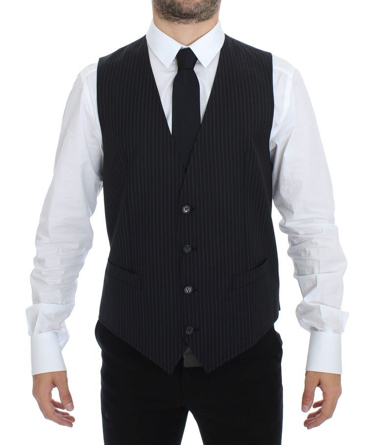 Dolce &amp; Gabbana Grijs Stretch Formeel Vest Gilet