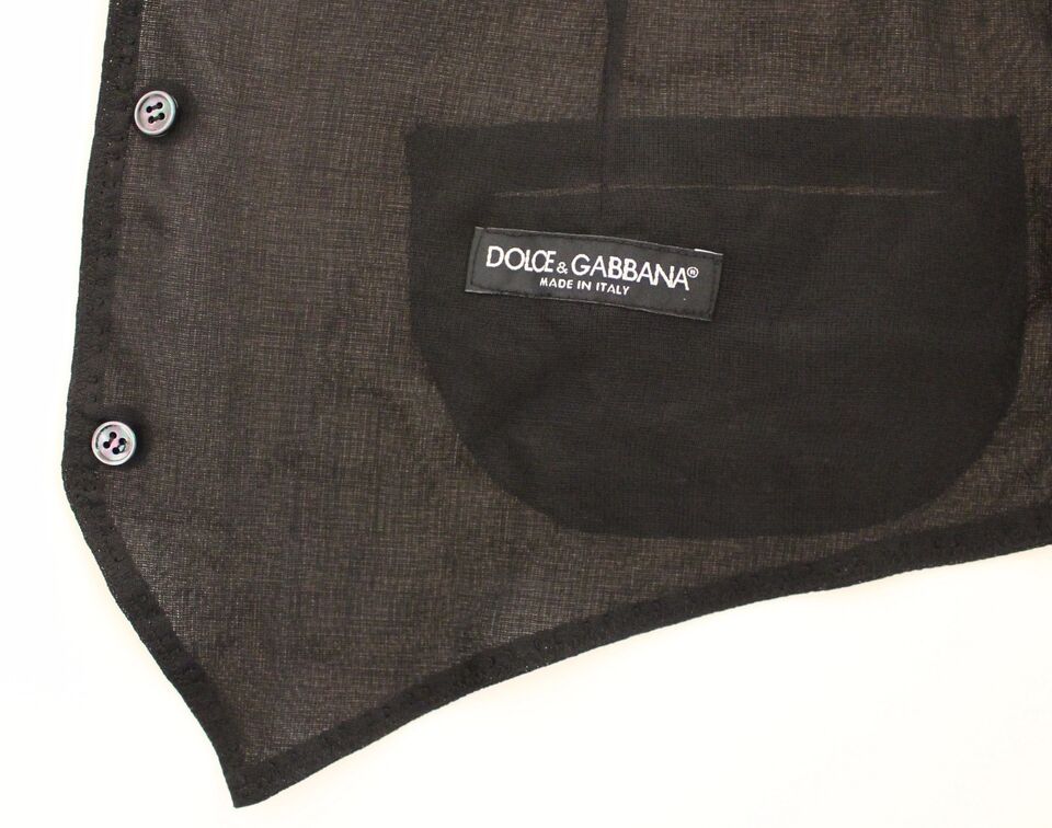 Dolce &amp; Gabbana Zwarte Wollen Formele Jurk Vest Gilet Jas