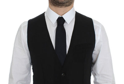 Dolce &amp; Gabbana Zwarte Wollen Formele Jurk Vest Gilet Jas