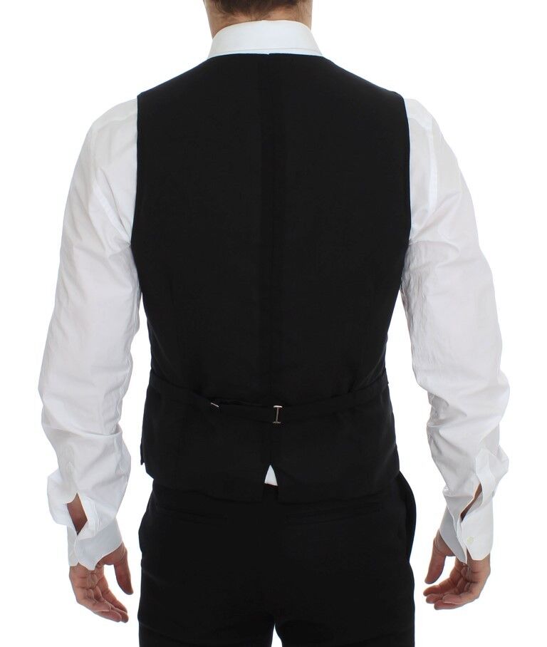 Dolce &amp; Gabbana Zwarte Wollen Formele Jurk Vest Gilet Jas