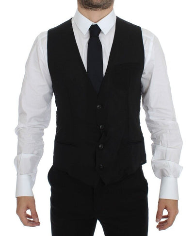 Dolce &amp; Gabbana Zwarte Wollen Formele Jurk Vest Gilet Jas