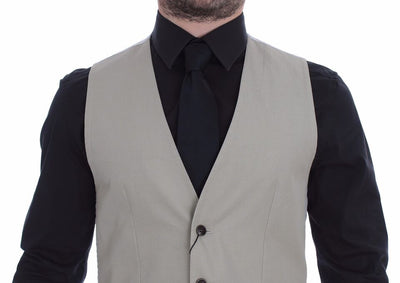 Dolce &amp; Gabbana Beige Zijden Mix Jurk Formeel Vest Gilet