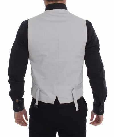 Dolce &amp; Gabbana Beige Zijden Mix Jurk Formeel Vest Gilet