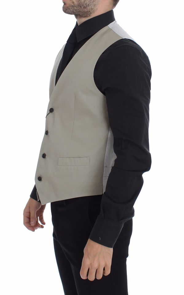 Dolce &amp; Gabbana Beige Zijden Mix Jurk Formeel Vest Gilet