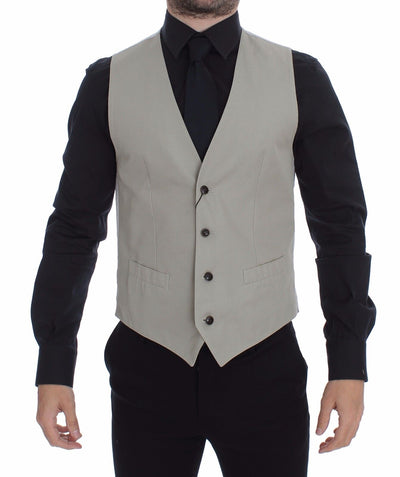 Dolce &amp; Gabbana Beige Zijden Mix Jurk Formeel Vest Gilet