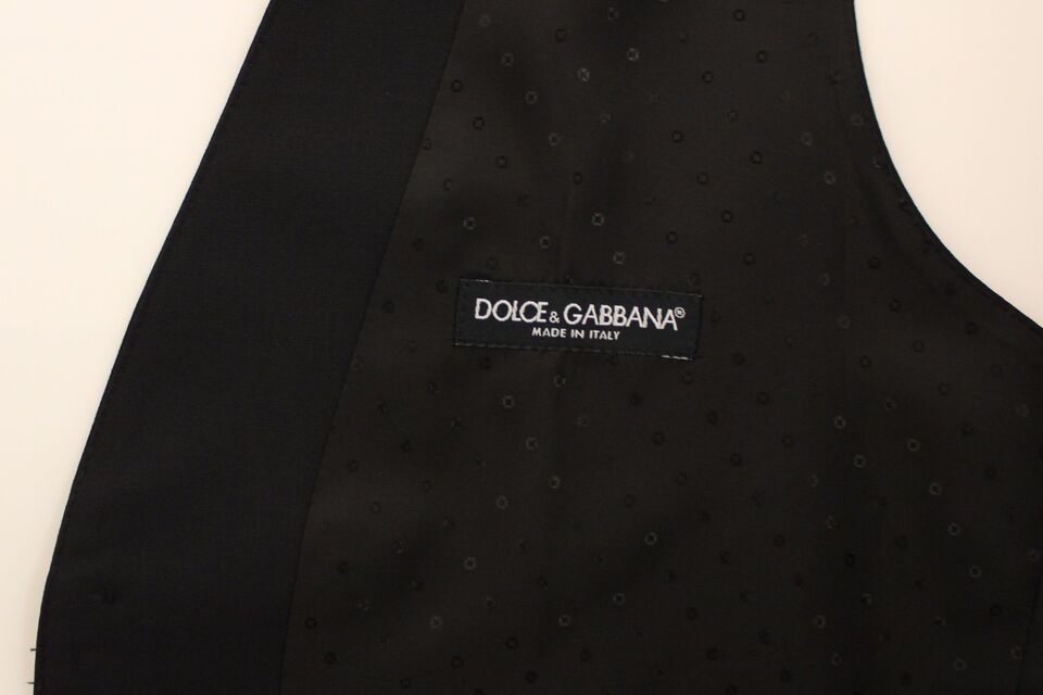 Dolce &amp; Gabbana Zwarte Wollen Zijden Stretch Jurk Vest Blazer