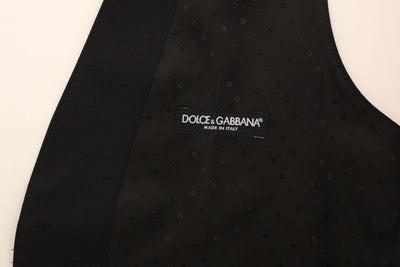 Dolce &amp; Gabbana Zwarte Wollen Zijden Stretch Jurk Vest Blazer