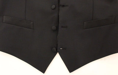 Dolce &amp; Gabbana Zwarte Wollen Zijden Stretch Jurk Vest Blazer