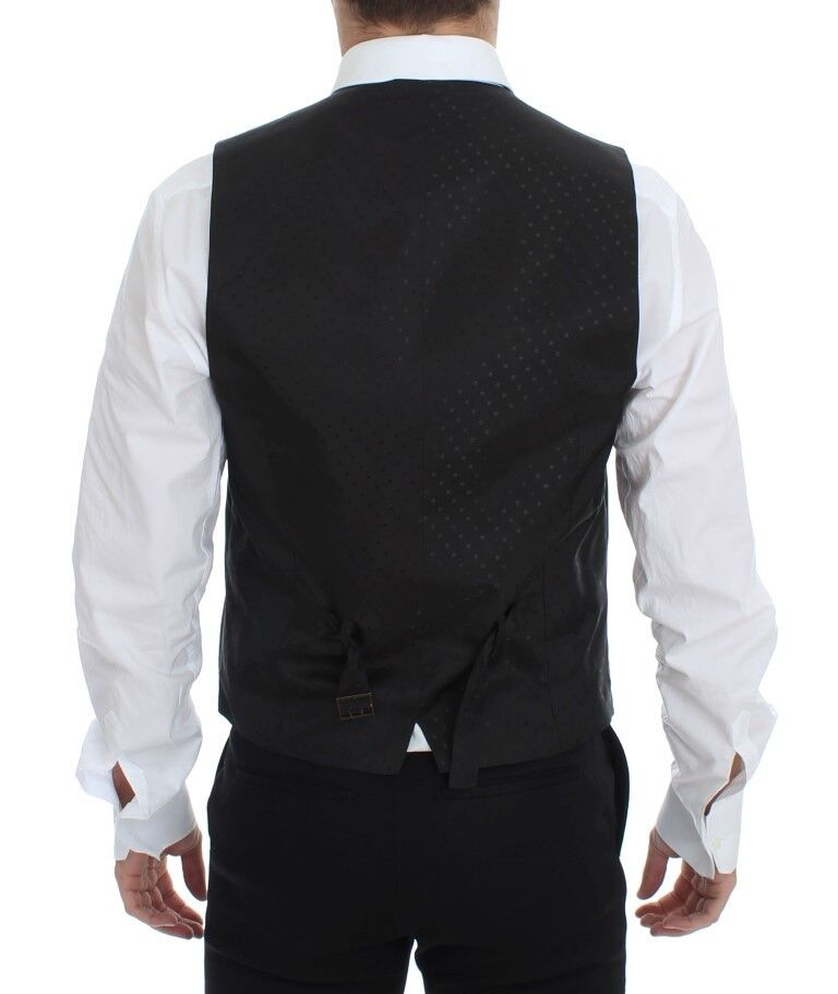 Dolce &amp; Gabbana Zwarte Wollen Zijden Stretch Jurk Vest Blazer