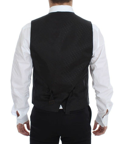 Dolce &amp; Gabbana Zwarte Wollen Zijden Stretch Jurk Vest Blazer