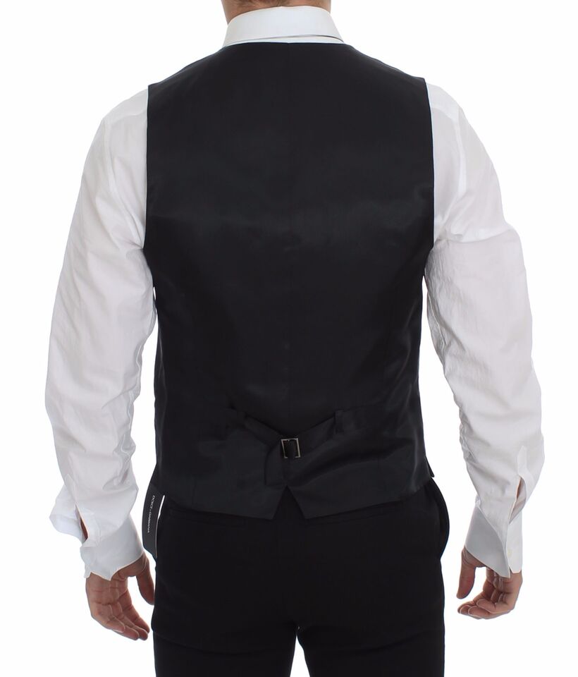 Dolce &amp; Gabbana Grijze Slim Fit Jurk met Knoopsluiting en Formeel Vest