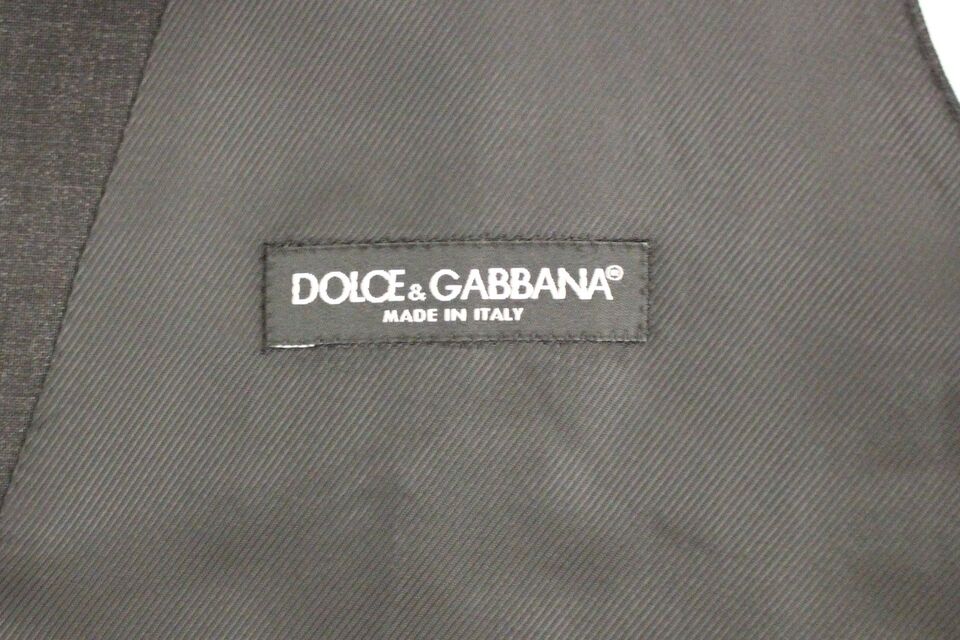 Dolce &amp; Gabbana Grijze Slim Fit Jurk met Knoopsluiting en Formeel Vest