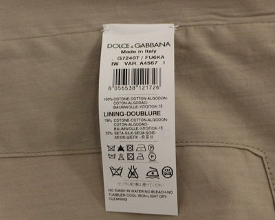 Dolce &amp; Gabbana Beige Katoenen Slim Fit Vest met Knoopsluiting
