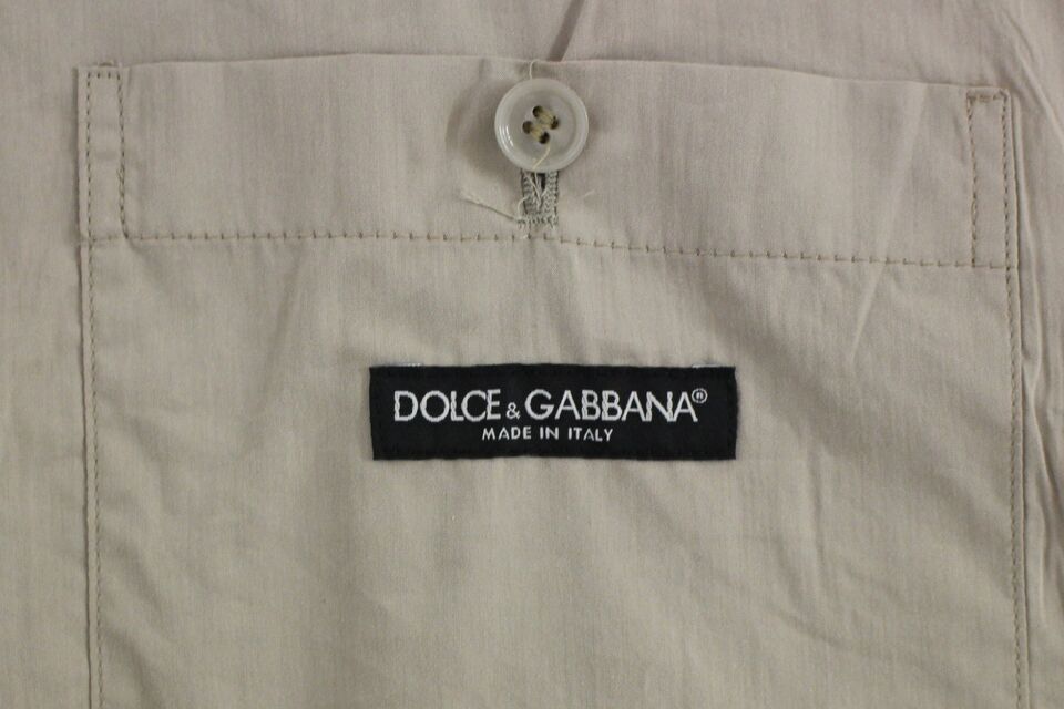Dolce &amp; Gabbana Beige Katoenen Slim Fit Vest met Knoopsluiting