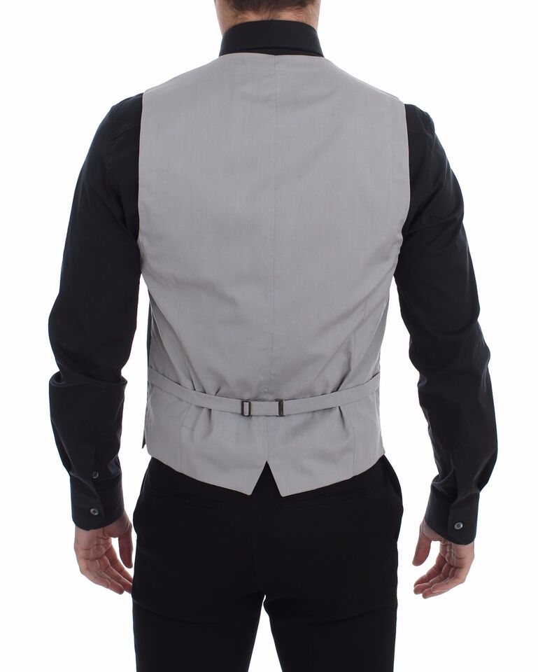 Dolce &amp; Gabbana Grijs Katoenen Slim Fit Vest met Knoopsluiting