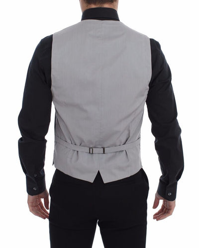 Dolce &amp; Gabbana Grijs Katoenen Slim Fit Vest met Knoopsluiting