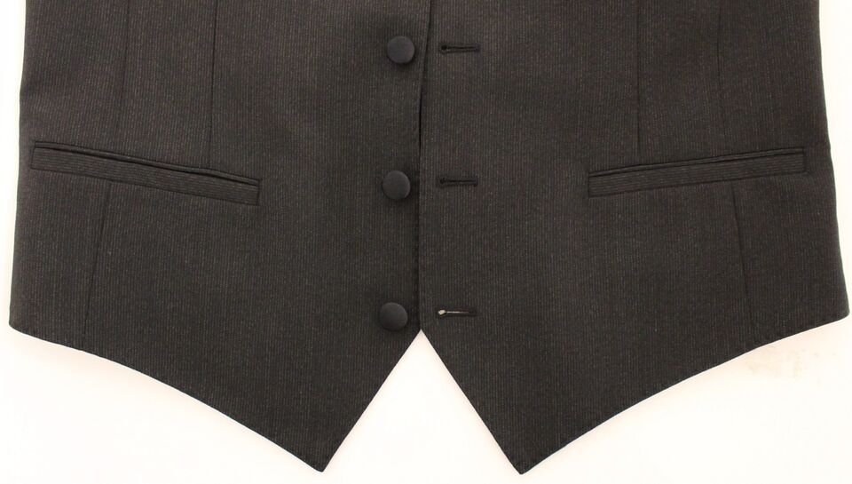 Dolce &amp; Gabbana Grijze Wollen Stretch Jurk Vest Blazer