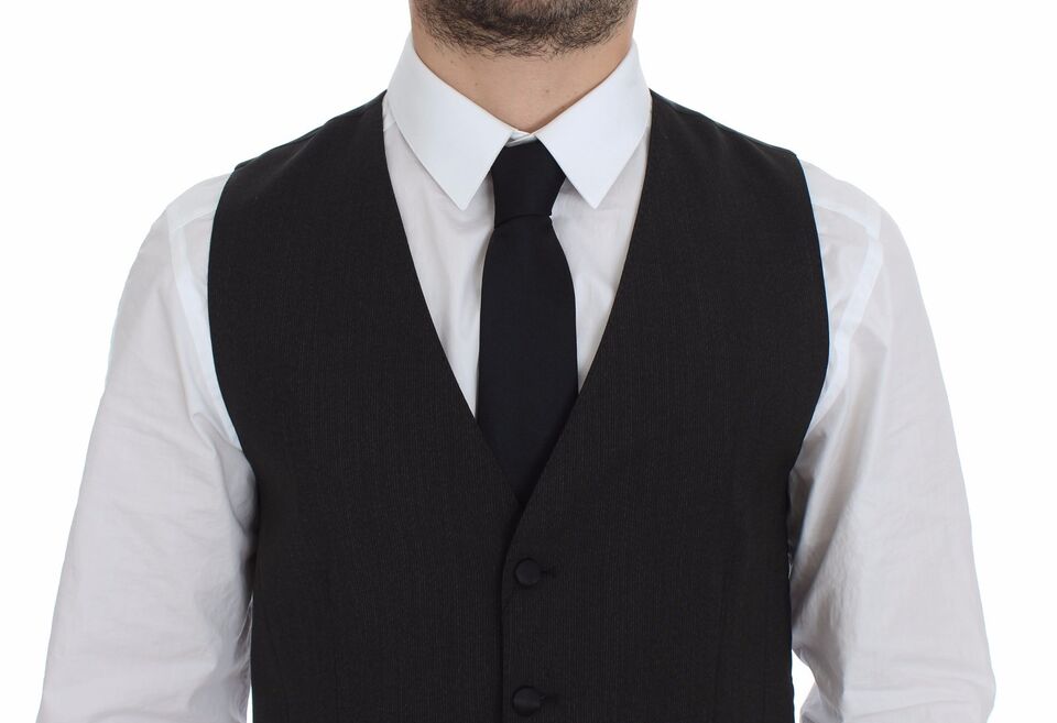 Dolce &amp; Gabbana Grijze Wollen Stretch Jurk Vest Jas Blazer