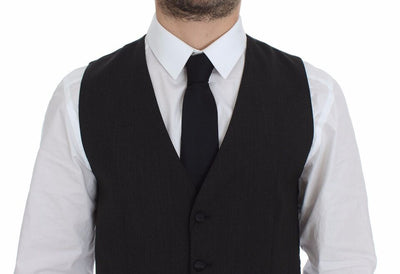 Dolce &amp; Gabbana Grijze Wollen Stretch Jurk Vest Jas Blazer