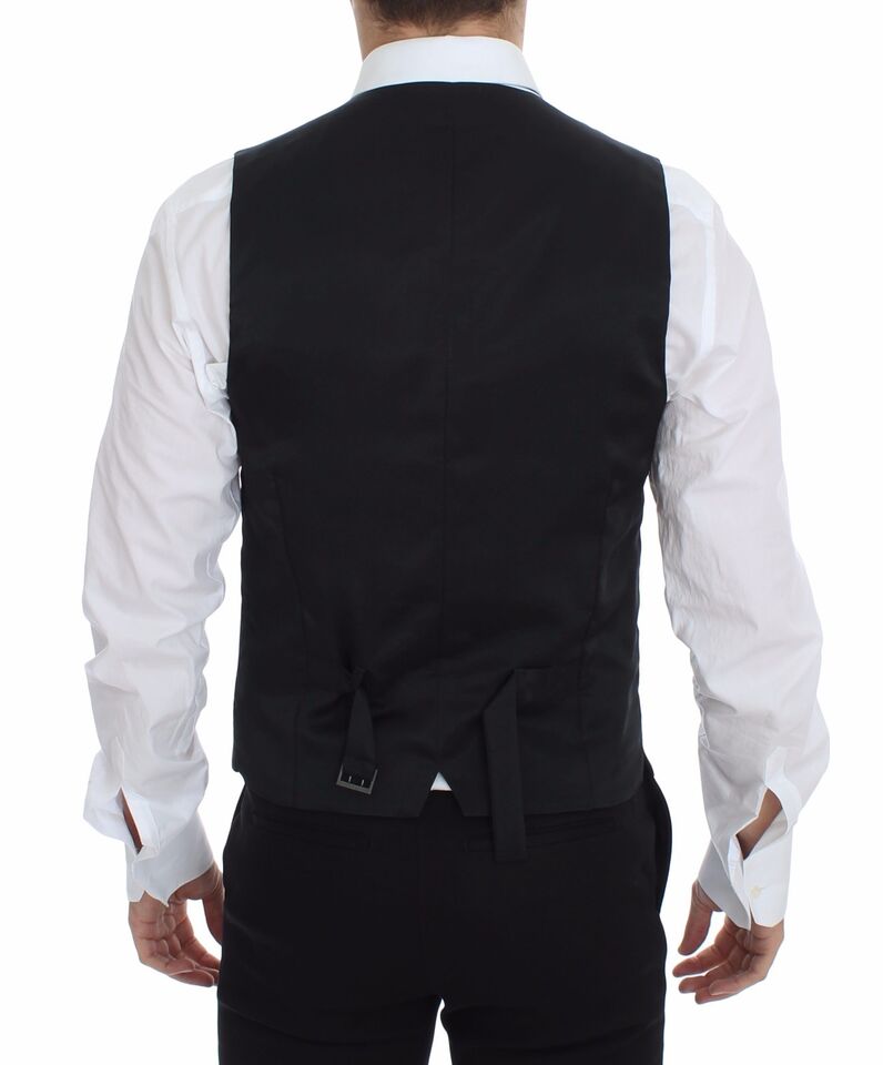 Dolce &amp; Gabbana Grijze Wollen Stretch Jurk Vest Jas Blazer