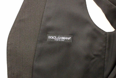 Dolce &amp; Gabbana Grijze Wollen Stretch Jurk Vest Jas Blazer