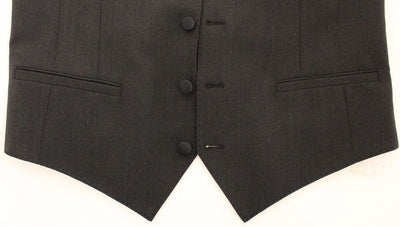 Dolce &amp; Gabbana Grijze Wollen Stretch Jurk Vest Jas Blazer