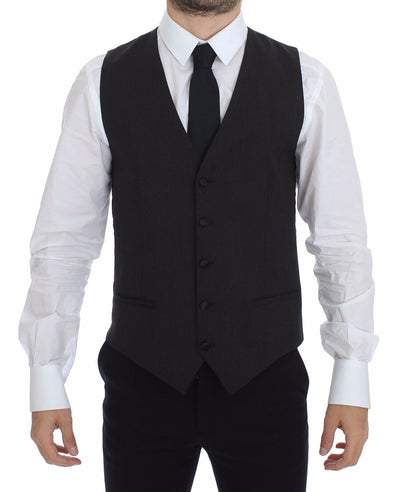 Dolce &amp; Gabbana Grijze Wollen Stretch Jurk Vest Jas Blazer