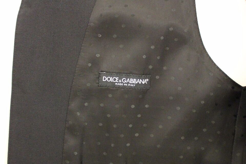 Dolce &amp; Gabbana Zwarte Wollen Zijden Stretch Jurk Vest Blazer
