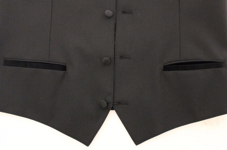 Dolce &amp; Gabbana Zwarte Wollen Zijden Stretch Jurk Vest Blazer