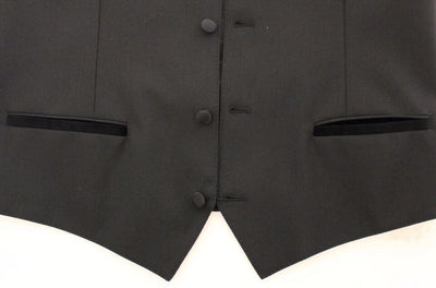 Dolce &amp; Gabbana Zwarte Wollen Zijden Stretch Jurk Vest Blazer