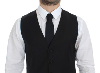 Dolce &amp; Gabbana Zwarte Wollen Zijden Stretch Jurk Vest Blazer