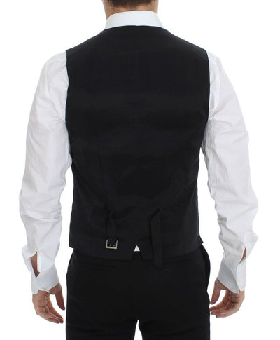 Dolce &amp; Gabbana Zwarte Wollen Zijden Stretch Jurk Vest Blazer
