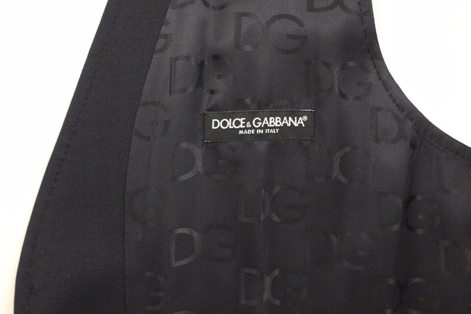 Dolce &amp; Gabbana Grijs Gestreept Wollen Zijden Jurk Vest Gilet