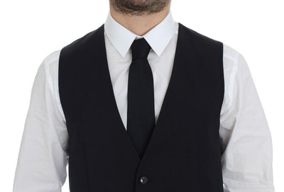 Dolce &amp; Gabbana Grijs Gestreept Wollen Zijden Jurk Vest Gilet